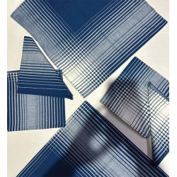 Handwoven Cotton Cushion Cover - Ink Blue Line Pattern