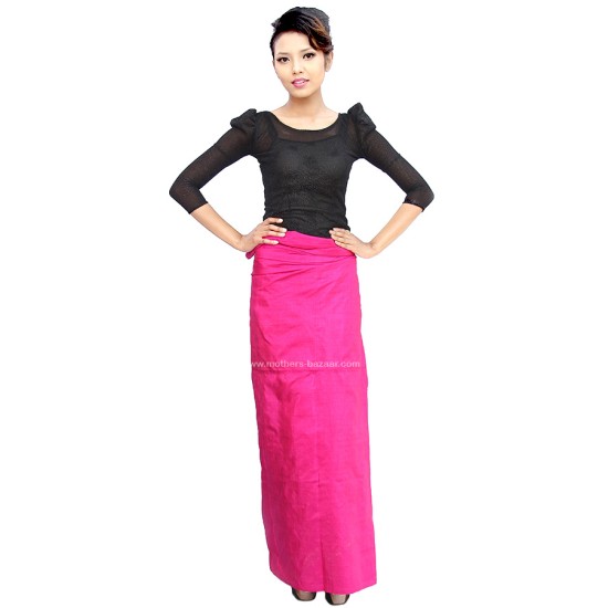 Elegant darkly pink  colour plain Manipuri Phanek (Sarong)