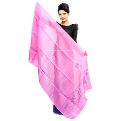 Classy Mellow pink colour Silk Rani Phi Handmade Traditional Shawl 